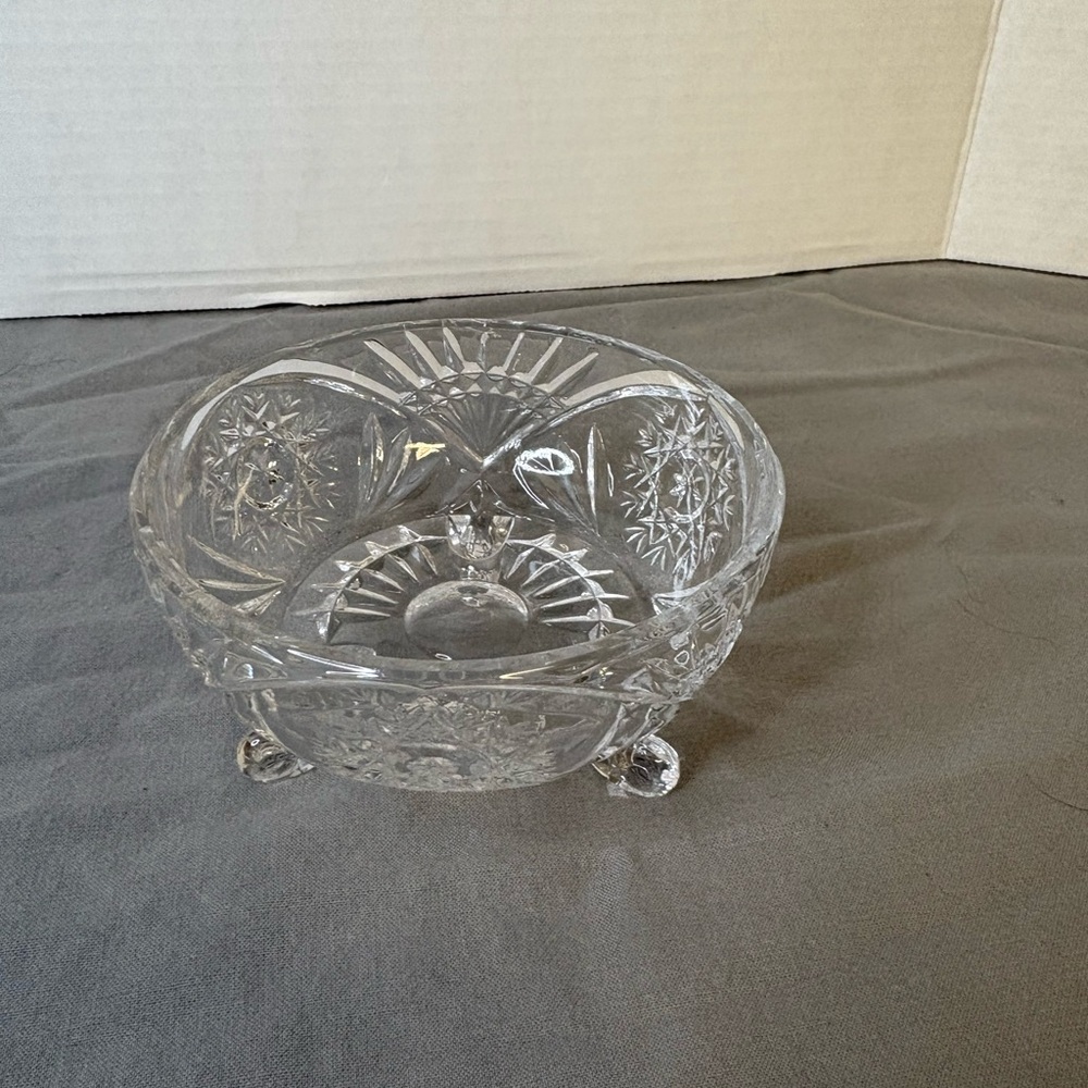 Vintage Cut Crystal Footed Candy Serving Dish